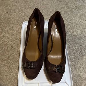Coach suede brown wedge heels, size 10